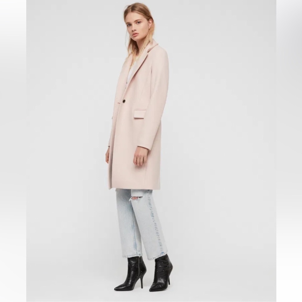 All Saints Evelyn Wool Blend Coat Size 0 Blush Pink